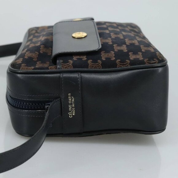 CELINE Macadam Canvas Shoulder Bag Suede Leather Navy Auth - Picture 4 of 16